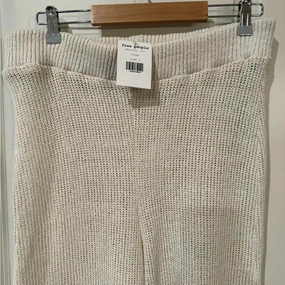 🍀 FREE PEOPLE HAILEY PANT NWT SIZE LARGE IN IVORY - Picture 5 of 6